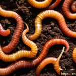 Home 20 버미컴포스팅의 향후 전망 - A close-up, highly detailed scene of red wiggler earthworms actively composting in a well-maintained...